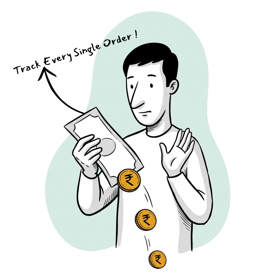 Coins falling out of an aggregator bill as the owner watches